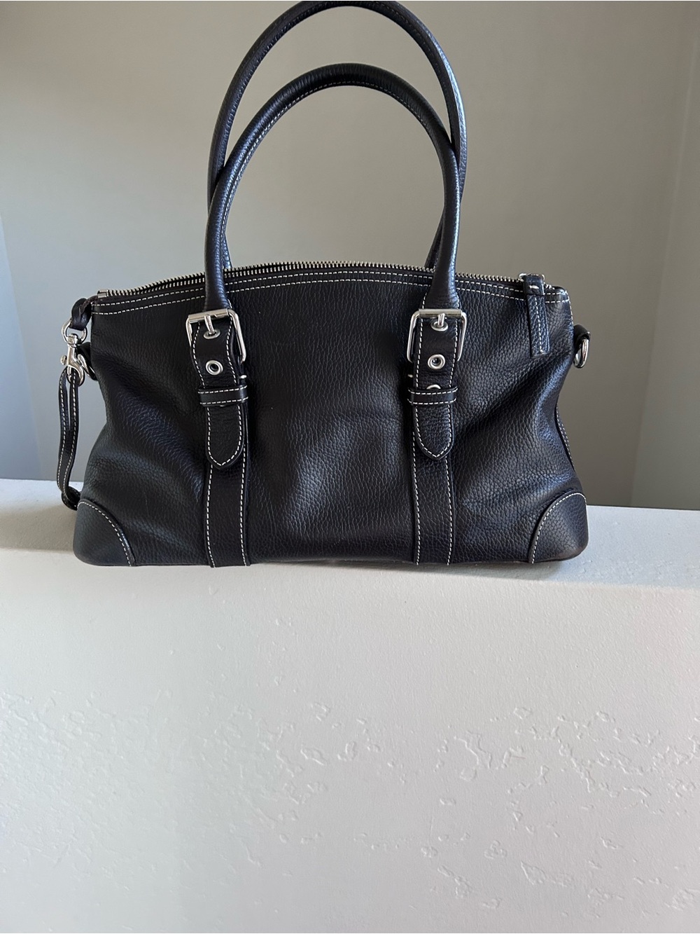 Dooney & Bourke Black Leather Double-Handle Shoulder Bag